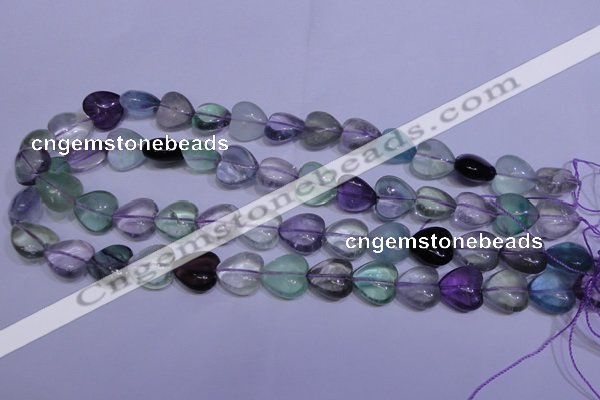 CFL1053 15 inches 12*12mm heart natural fluorite gemstone beads