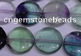 CFL1065 15 inches 18mm flat round natural fluorite gemstone beads