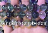 CLF1159 15.5 inches 14mm faceetd round fluorite gemstone beads