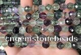CLF1162 15.5 inches 8mm faceetd round fluorite gemstone beads