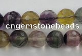 CFL405 15.5 inches 12mm faceted round rainbow fluorite beads