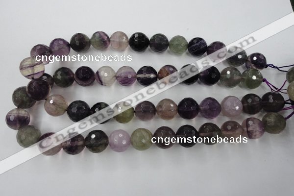 CFL407 15.5 inches 16mm faceted round rainbow fluorite beads
