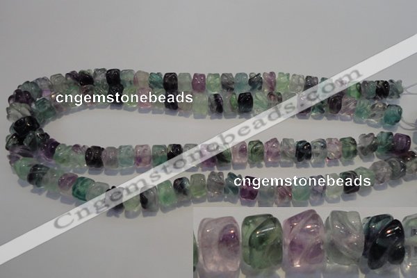 CFL472 15.5 inches 8*10mm carved rondelle natural fluorite beads