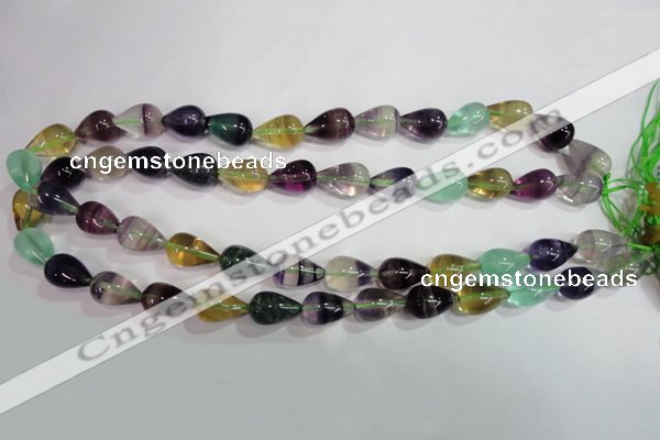 CFL766 15.5 inches 10*16mm teardrop rainbow fluorite gemstone beads