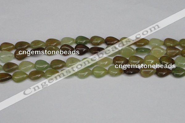 CFW123 15.5 inches 13*18mm flat teardrop flower jade gemstone beads