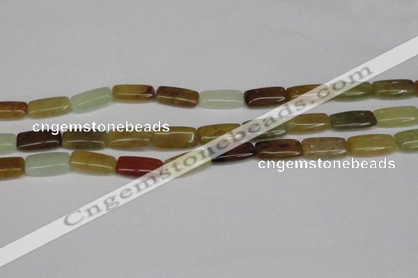 CFW154 15.5 inches 10*20mm rectangle flower jade gemstone beads