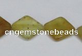 CFW158 15.5 inches 14*14mm diamond flower jade gemstone beads