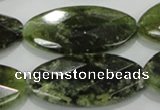 CGA113 15.5 inches 20*40mm faceted oval natural green garnet beads