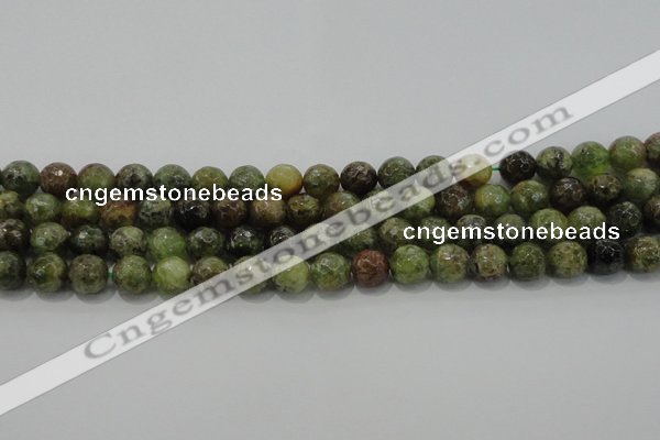 CGA148 15.5 inches 8mm faceted round natural green garnet beads