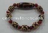 CGB105 Tibetan agate dZi beads & red agate beads stretchy bracelet