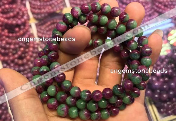 CGB2520 7.5 inches 9mm round ruby zoisite beaded bracelets