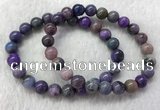 CGB2605 7.5 inches 8mm round natural sugilite beaded bracelets