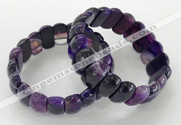 CGB3124 7.5 inches 10*20mm faceted oval agate bracelets