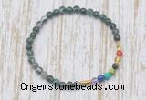 CGB7029 7 chakra 4mm moss agate beaded meditation yoga bracelets