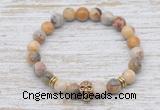 CGB7456 8mm yellow crazy lace agate bracelet with skull for men or women