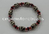 CGB91 2PCS Tibetan agate dZi beads & red agate beads stretchy bracelet