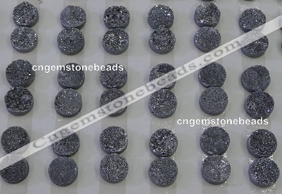 CGC108 12mm flat round druzy quartz cabochons wholesale
