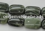 CGH26 15.5 inches 10*14mm rectangle green hair stone beads wholesale