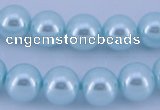 CGL347 5PCS 16 inches 14mm round dyed glass pearl beads wholesale
