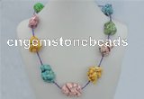 CGN02 20 inches colorful turquoise nugget beads & braided rope necklaces