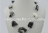 CGN03 20 inches natural zebra jasper nugget beads & braided rope necklaces