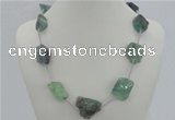 CGN04 20 inches natural fluorite nugget beads & braided rope necklaces