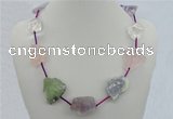 CGN05 20 inches natural multi color quartz nugget & braided rope necklaces