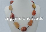 CGN06 20 inches natural red agate nugget beads & braided rope necklaces
