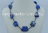 CGN07 20 inches natural lapis lazuli nugget beads & braided rope necklaces