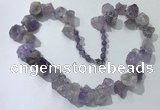 CGN156 18.5 inches 12*16mm - 13*18mm nuggets light amethyst necklaces