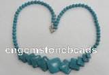 CGN17 18.5 inches round & diamond imitation turquoise beads necklaces