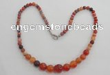 CGN20 18.5 inches round red agate gemstone beads necklaces