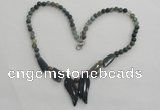 CGN21 18.5 inches round & leaf moss agate gemstone beads necklaces