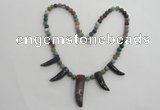 CGN22 18.5 inches round & talon moss agate gemstone beads necklaces
