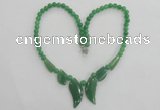 CGN23 18.5 inches round & leaf green jade gemstone beads necklaces