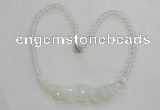 CGN25 18.5 inches round & flat round milky white opal beads necklaces