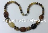 CGN272 18.5 inches 8mm round & 18*25mm oval agate beaded necklaces