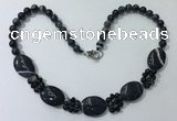 CGN278 18.5 inches 8mm round & 18*25mm oval agate beaded necklaces