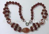 CGN293 24.5 inches chinese crystal & red agate beaded necklaces