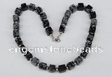 CGN30 18.5 inches 10*10mm cube snowflake obsidian gemstone necklaces