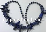 CGN313 27.5 inches chinese crystal & lapis lazuli beaded necklaces
