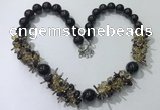 CGN358 19.5 inches chinese crystal & garnet beaded necklaces