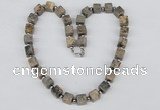 CGN36 18.5 inches 10*10mm cube jasper gemstone necklace jewelry
