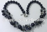 CGN360 19.5 inches chinese crystal & blue goldstone beaded necklaces