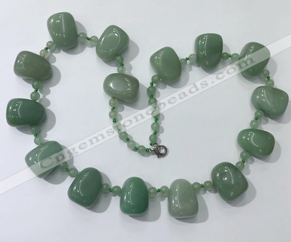 CGN442 21.5 inches freeform green aventurine beaded necklaces