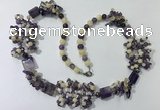 CGN451 25.5 inches chinese crystal & mixed gemstone beaded necklaces