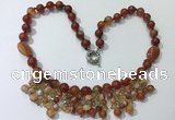 CGN481 21.5 inches chinese crystal & striped agate beaded necklaces