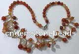 CGN499 21 inches chinese crystal & striped agate beaded necklaces