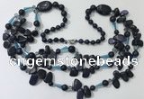CGN683 23.5 inches chinese crystal & blue goldstone beaded necklaces