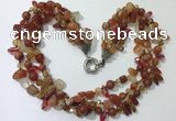 CGN712 22 inches fashion 3 rows red agate beaded necklaces